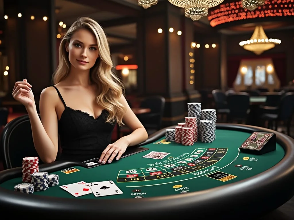 Suasana meja dealer kasino live dalam siaran langsung